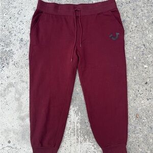 True Religion Pocket Sweatpants Joggers Mens 2XL Burgundy Red Comfy Stretch